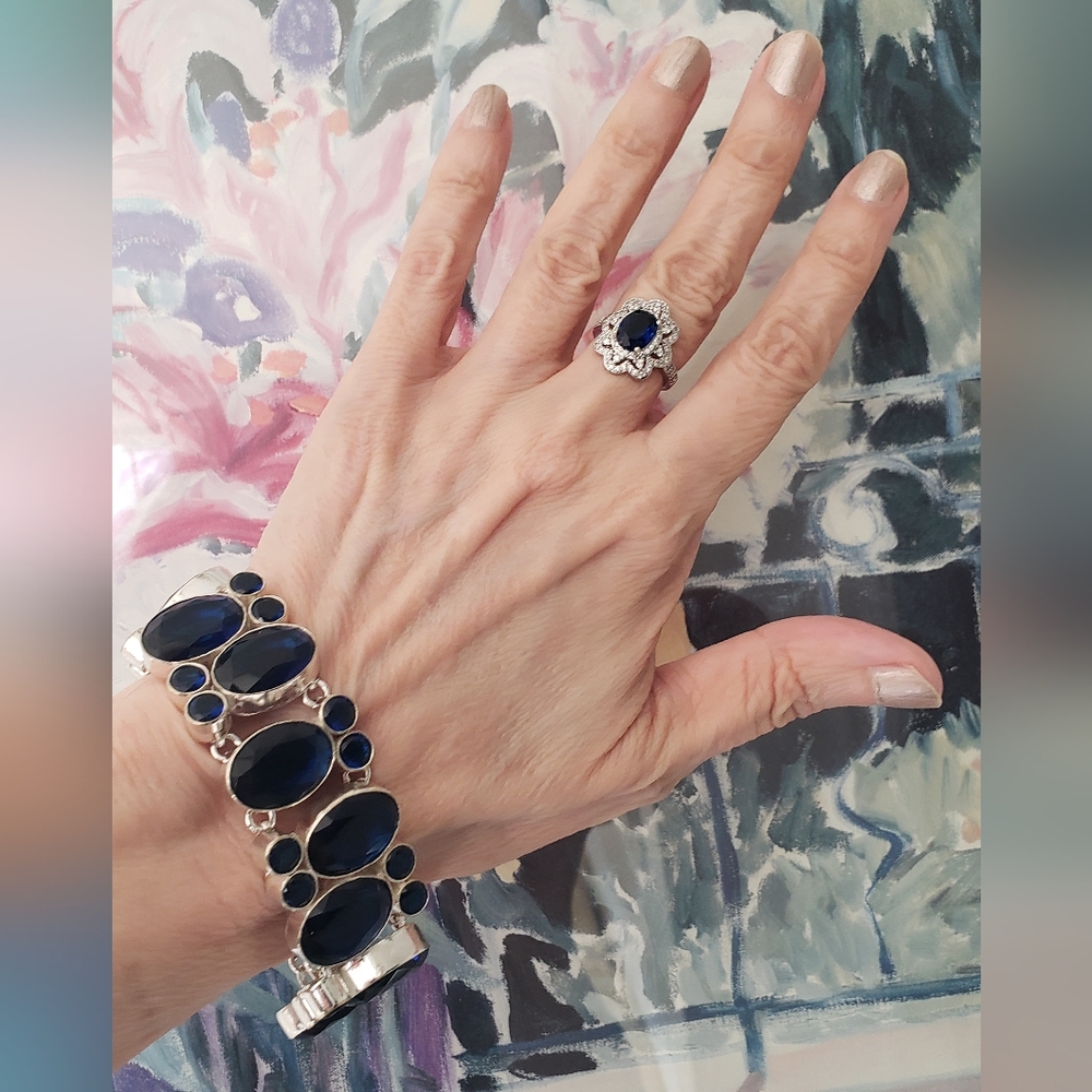 Sapphire & Sterling Bracelet-New, Huge Gemstones, Handmade by Artisans-Knockout! - Picture 6 of 16